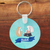 Niedliche Fox- und Rabbit-Waldkreaturen Zeichnend Schlüsselanhänger (Vorderseite)