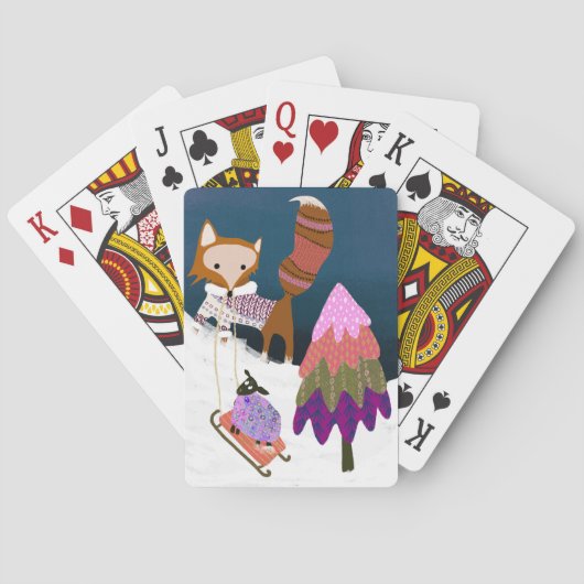 Niedliche Fox- und Schafskarten Spielkarten (Rückseite)