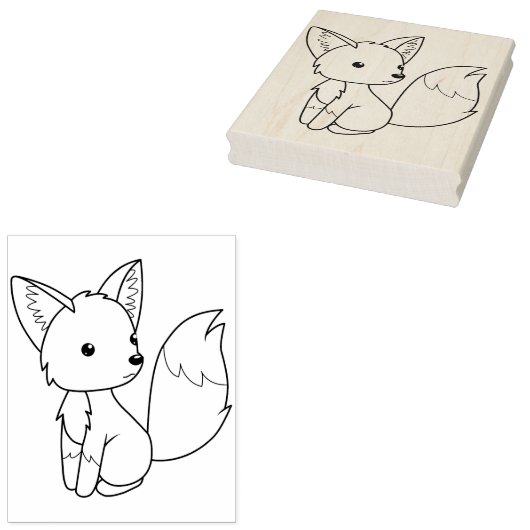 Niedliche Foxfarbseite Gummistempel (Stempel)