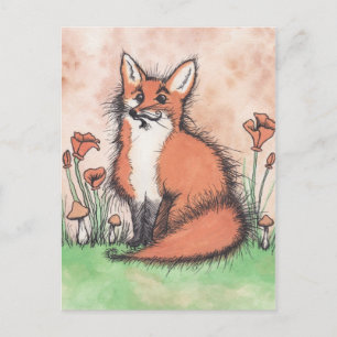 Niedliche Foxie und Blume Postkarte