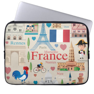 Niedliche Frankreich-Ikonen Laptopschutzhülle