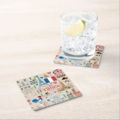 Niedliche Frankreich-Ikonen Rechteckiger Pappuntersetzer (Vor Ort)