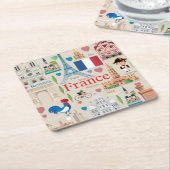 Niedliche Frankreich-Ikonen Rechteckiger Pappuntersetzer (angewinkelt)