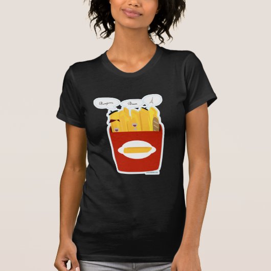 Niedliche Französisch Fries Cartoon Spaß Kunst T-Shirt (Vorderseite)
