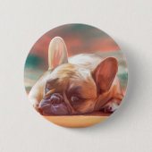 Niedliche französische Bulldog-Aquarellmalerei Button (Vorderseite)