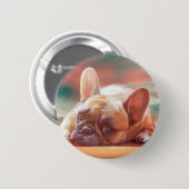 Niedliche französische Bulldog-Aquarellmalerei Button (Vorne & Hinten)