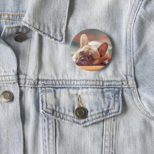 Niedliche französische Bulldog-Aquarellmalerei Button (Beispiel)