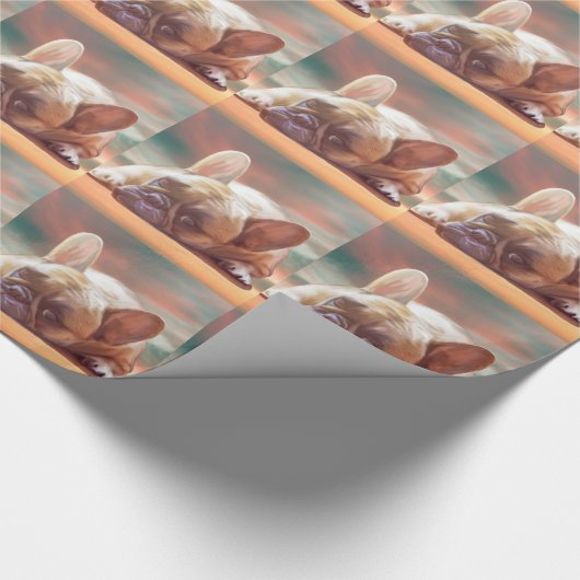 Niedliche französische Bulldog-Aquarellmalerei Geschenkpapier (Ecke)