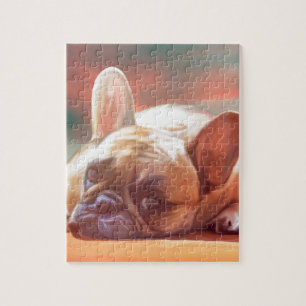 Niedliche französische Bulldog-Aquarellmalerei Puzzle