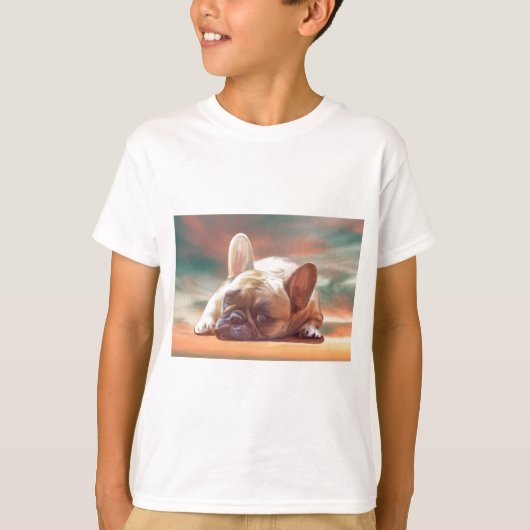 Niedliche französische Bulldog-Aquarellmalerei T-Shirt (Vorderseite)