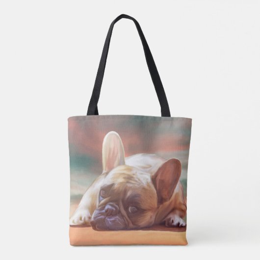 Niedliche französische Bulldog-Aquarellmalerei Tasche (Rückseite)
