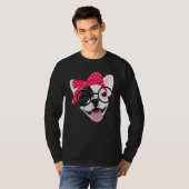 Niedliche französische Bulldog-Brille mit Headband T-Shirt (Vorne ganz)