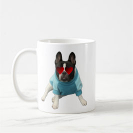 Niedliche französische Bulldog Liebe Blue Tasse