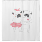 Niedliche französische Bulldog-Liebe | Hund Lover Duschvorhang (Vorderseite)