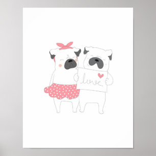 Niedliche französische Bulldog-Liebe   Hund Lover Poster