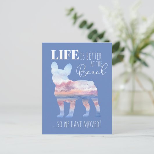 Niedliche französische Bulldog-neue Postkarte (Stehend Vorderseite)