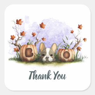 Niedliche französische Bulldog-Puppy-Halloween-Kin Quadratischer Aufkleber