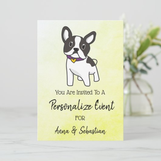 *~* Niedliche französische Bulldog-Veranstaltung Einladung (Stehend Vorderseite)