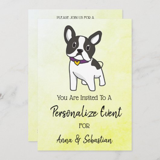*~* Niedliche französische Bulldog-Veranstaltung Einladung (Vorne/Hinten)