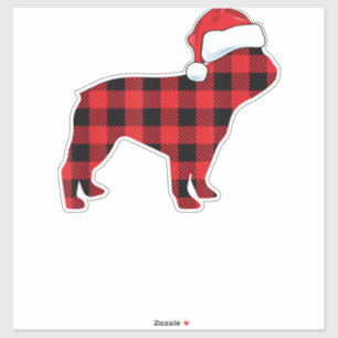 Niedliche französische Bulldog-Weihnachtsmannmütze Aufkleber
