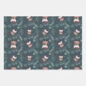 Niedliche französische Bulldog-Weihnachtsmannmütze Geschenkpapier Set (Vorderseite)