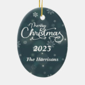 Niedliche französische Bulldog-Weihnachtsmannmütze Keramik Ornament (Hinten)