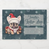 Niedliche französische Bulldog-Weihnachtsmannmütze Lebensmitteletikett (Einzelnes Label)