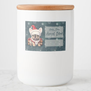 Niedliche französische Bulldog-Weihnachtsmannmütze Lebensmitteletikett