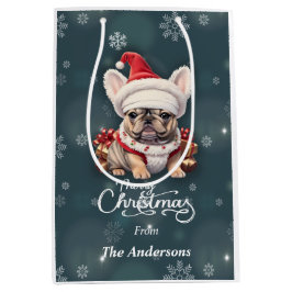 Niedliche französische Bulldog-Weihnachtsmannmütze Mittlere Geschenktüte