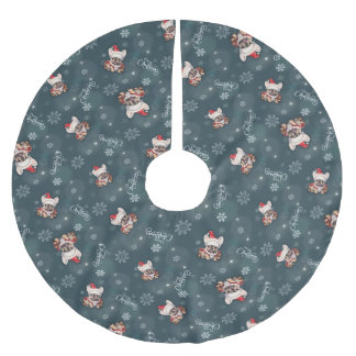 Niedliche französische Bulldog-Weihnachtsmannmütze Polyester Weihnachtsbaumdecke