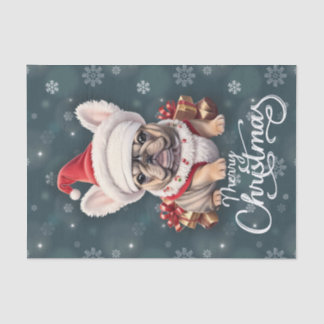 Niedliche französische Bulldog-Weihnachtsmannmütze Seidenpapier