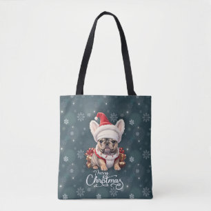 Niedliche französische Bulldog-Weihnachtsmannmütze Tasche