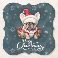 Niedliche französische Bulldog-Weihnachtsmannmütze