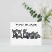 Niedliche französische Bulldog-Welpen Postkarte (Stehend Vorderseite)