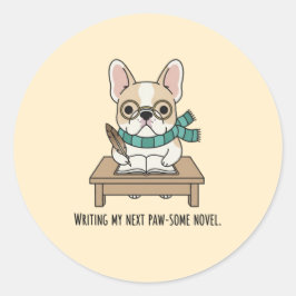 Niedliche französische Bulldogbrille mit Doodle Ar Runder Aufkleber