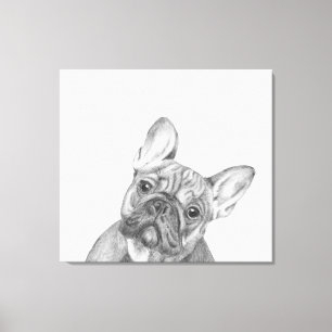 Niedliche französische Bulldogge 12" X12" wickelte Leinwanddruck