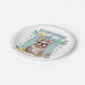 Niedliche französische Bulldogge Pastel Pappteller (Schrägansicht)