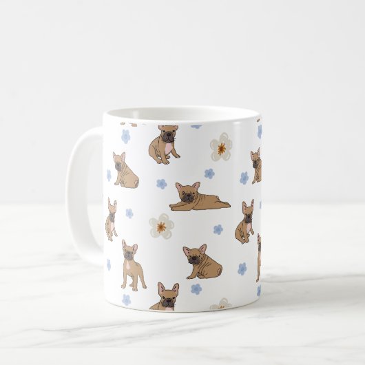 Niedliche französische Bulldoggen-Kaffee-Tasse Kaffeetasse (Vorderseite Links)