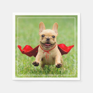 Niedliche französische Bulldoggesuperhero-Läufe  Serviette