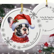 Niedliche französische Bulldogin-Weihnachten