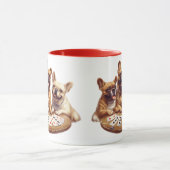 Niedliche französische Bullhunde, die Karten spiel Tasse (Zentrum)