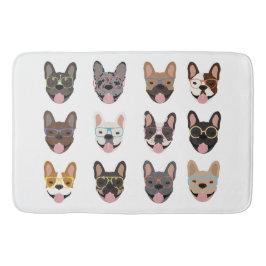 Niedliche französische Bullhunde mit Brillen Badematte