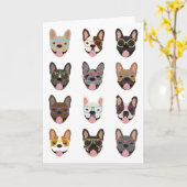 Niedliche französische Bullhunde mit Brillen Karte (Gelbe Blume)