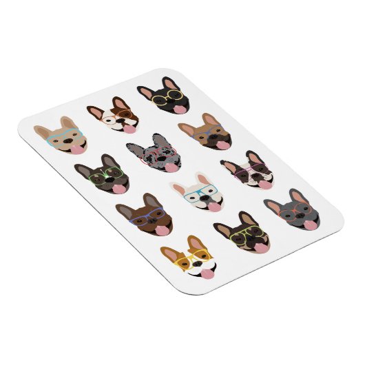 Niedliche französische Bullhunde mit Brillen Magnet (Rechte Seite)