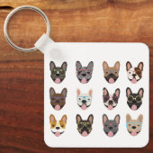 Niedliche französische Bullhunde mit Brillen Schlüsselanhänger (Vorderseite)