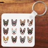 Niedliche französische Bullhunde mit Brillen Schlüsselanhänger (Rückseite)