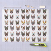 Niedliche französische Bullhunde mit Brillen Seidenpapier (Handwerk)