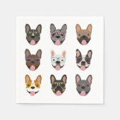 Niedliche französische Bullhunde mit Brillen Serviette (Vorderseite)