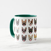 Niedliche französische Bullhunde mit Brillen Tasse (Vorderseite Links)