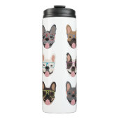 Niedliche französische Bullhunde mit Brillen Thermosbecher (Vorderseite)